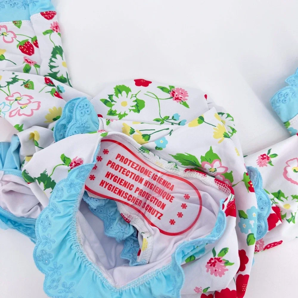 The Beaufort Bonnet Company Sarasota Surf Swimsuit Strawberry Floral Ruffle Sz 6